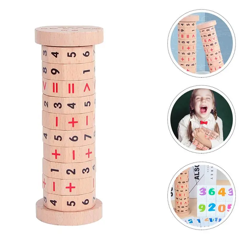 

Arithmetic Toy Smooth Fun Interesting Math Logic Toy Wooden Cylinder Toy for Kids Children Home