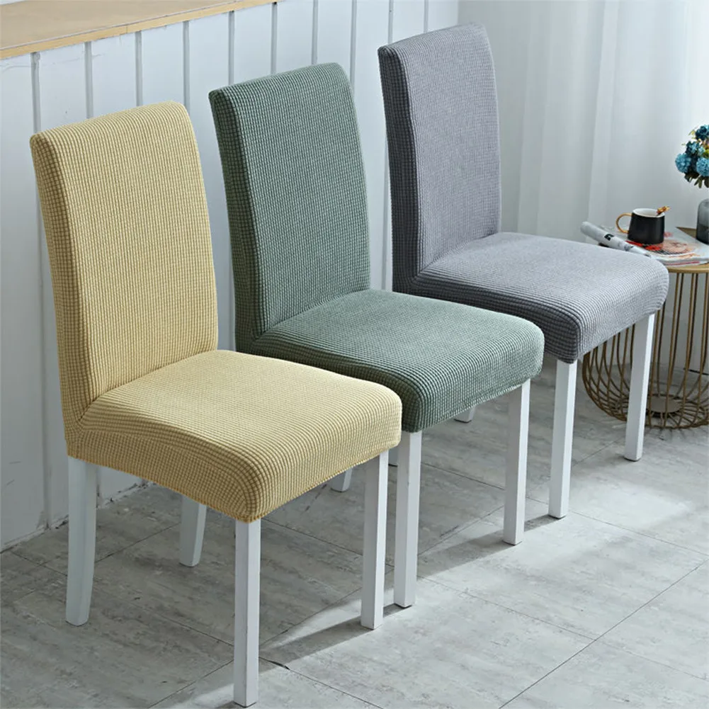 

Solid Elastic Chair Cover Champagne Waterproof Banquet Cover With Back Dining Room Jacquard Covers For Wedding Office