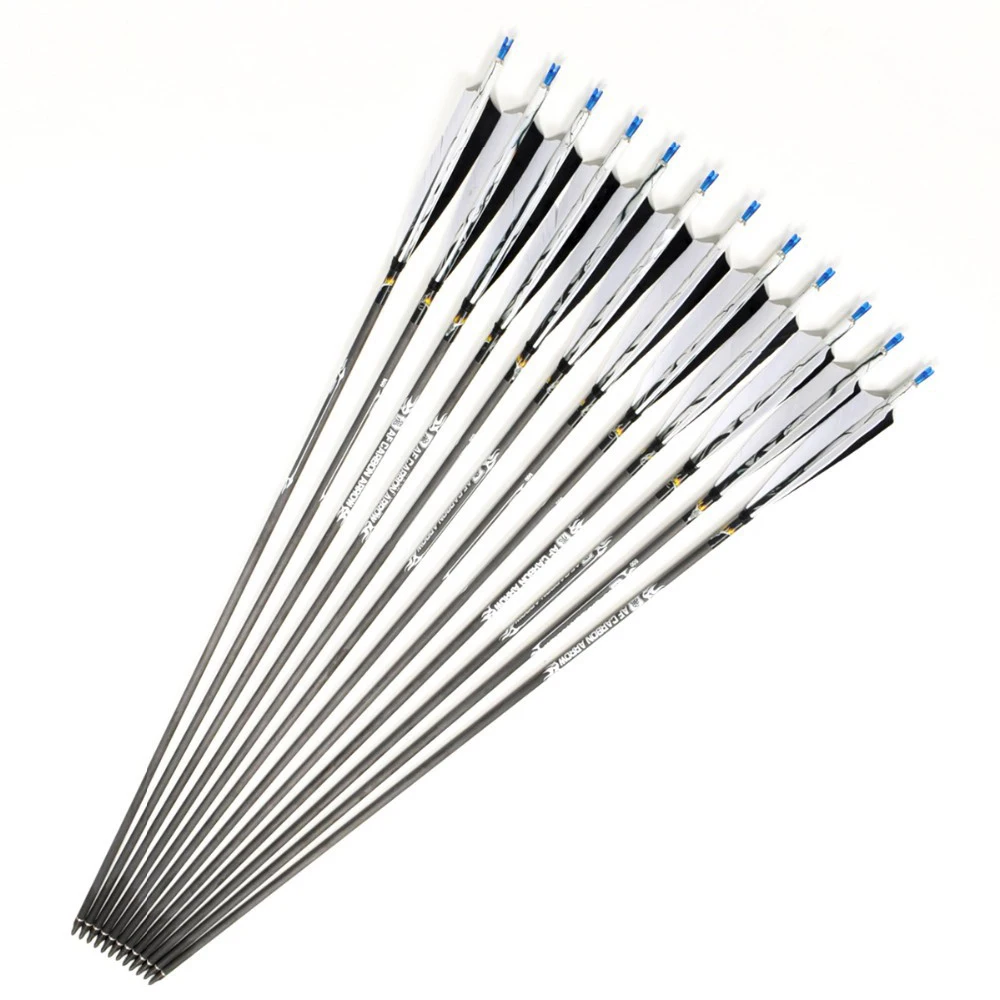 Стрелы карбоновые с перьями индейки диаметр 7 5 мм|archery hunting arrows|carbon arrowhunting arrow |
