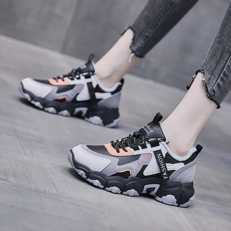 

2020 Plus Velvet Korean Style Casual Women's Shoes Outdoor Solf Women Sneakers All-match Vulcanized Shoes Women Sneakers