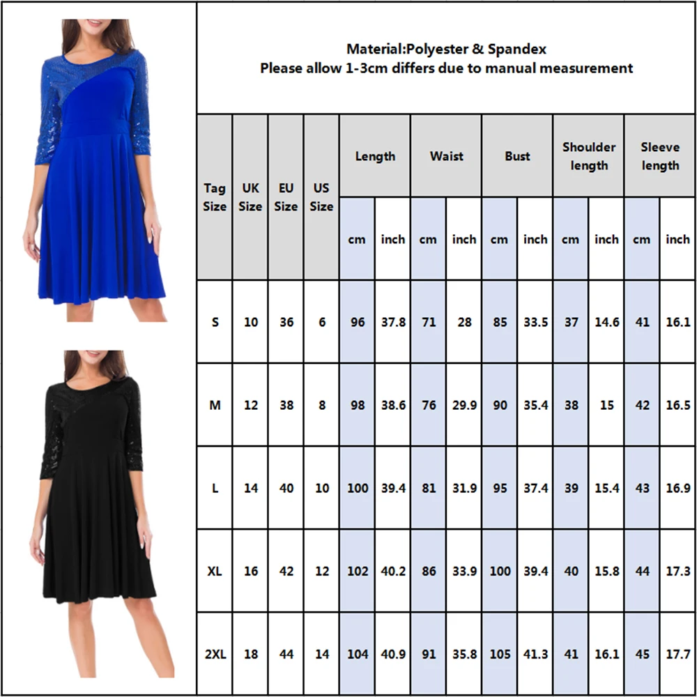 Женское платье трапециевидной формы с блестками элегантное круглым вырезом и