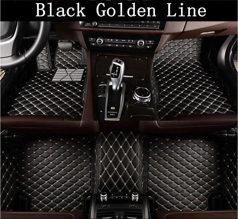 Black golden line Автомобильный 3D роскошные кожаные автомобильные коврики для 05-09 Toyota REIZ 2005 2006 2007 2008 2009 EMS - Название цвета: Black golden line