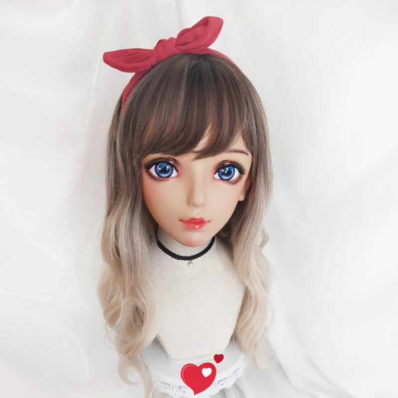 (Nan01) Женская милая девочка каучуковая полуголовая Kigurumi BJD маска для косплея
