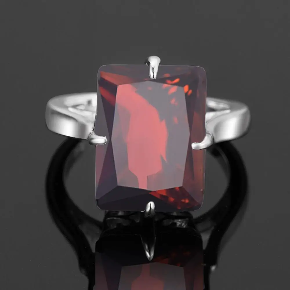 

100% Real 925 Sterling Silver Ring Woman Fine Jewelry Creative Design Garnet Gemstone Cutout Classic Pattern Ring for Silver 925