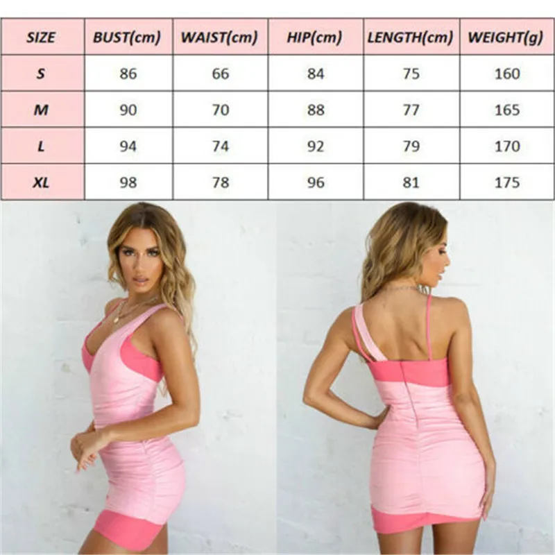 

2020 Summer Sleeveless Bodycon Patchwork Party Dress Vestidos For Women V Neck Sexy Slim Bandage Dress