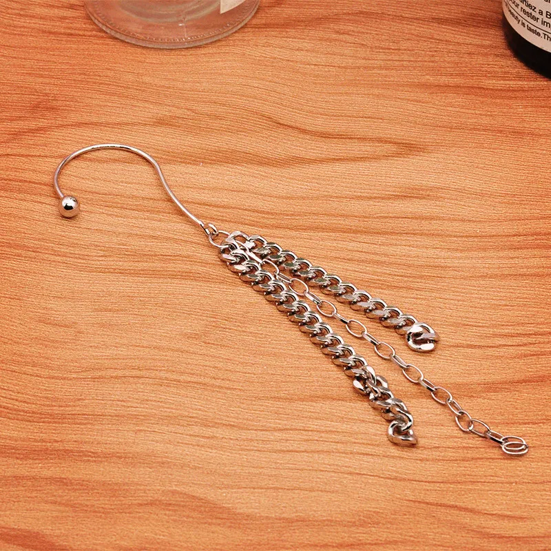 В стиле хип-хоп панк с бахромой Для мужчин серьги повесив металлической цепью без