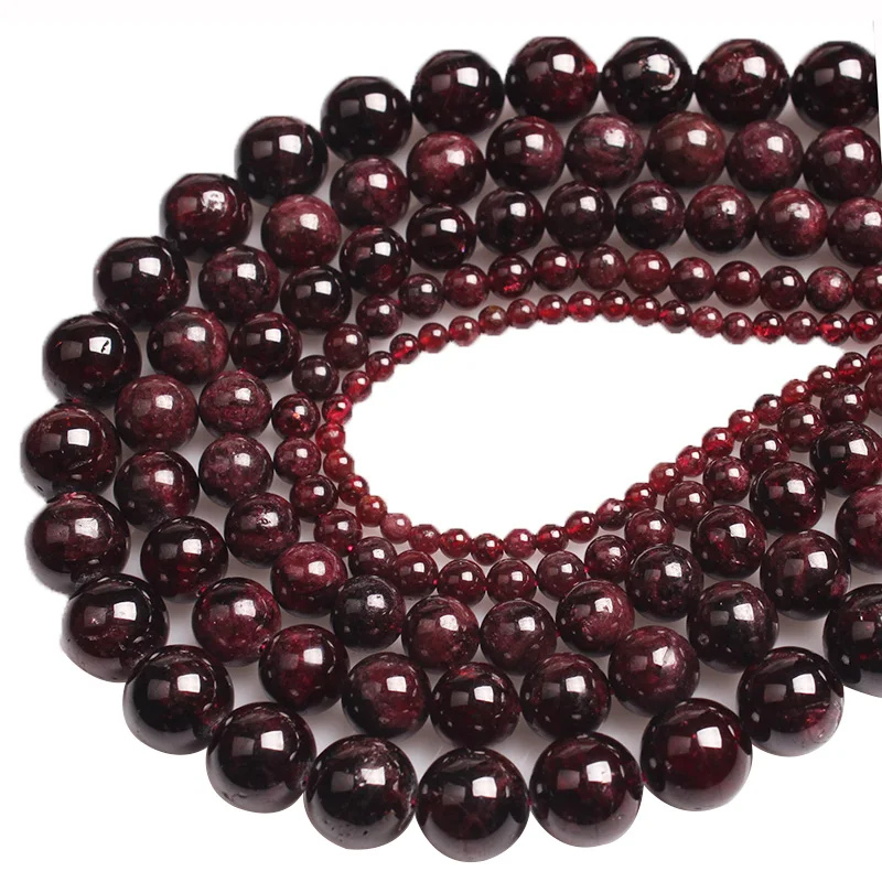 Бусины из темно красного драгоценного камня 2/3/4/5/7/10/12 мм|Бусины| |