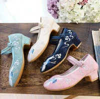 hanfus shoes with surrounding jacquard cotton high heels lady embroidery dance shoes oriental womens cloth shoes