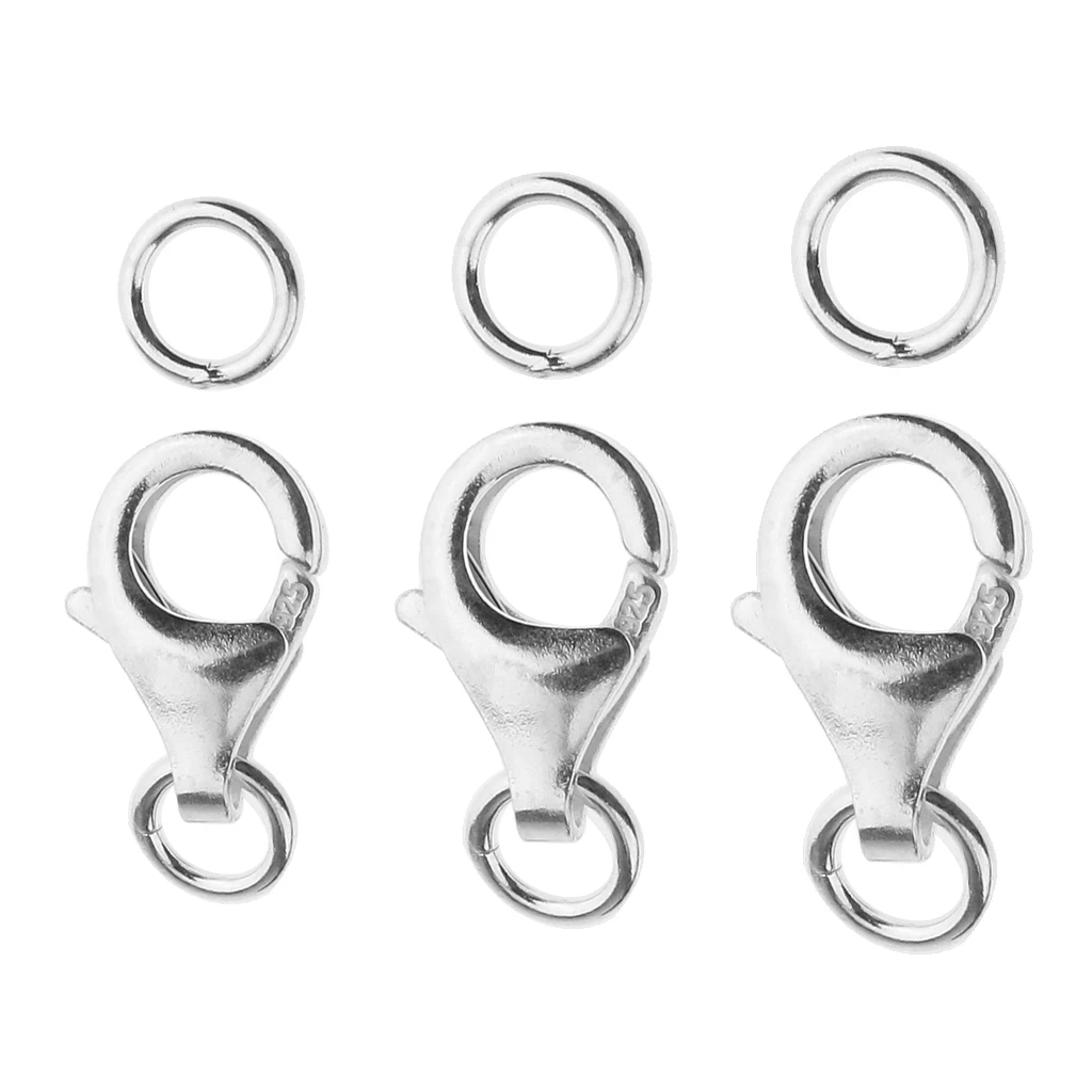 3 шт. 925 пробы серебряного цвета карабин лобстер с кольцами для изготовления