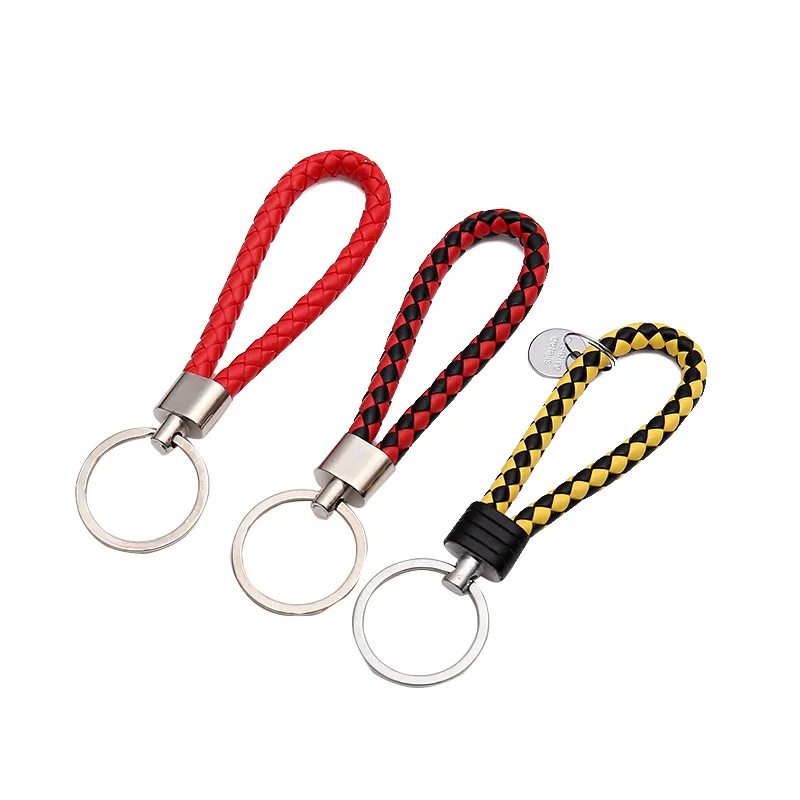 

1PCS Plastic Key Ring Hand Woven Leather Car KeyChain High Quality Gifts for Men and Women Lanyard for Keys Automotive Supplies