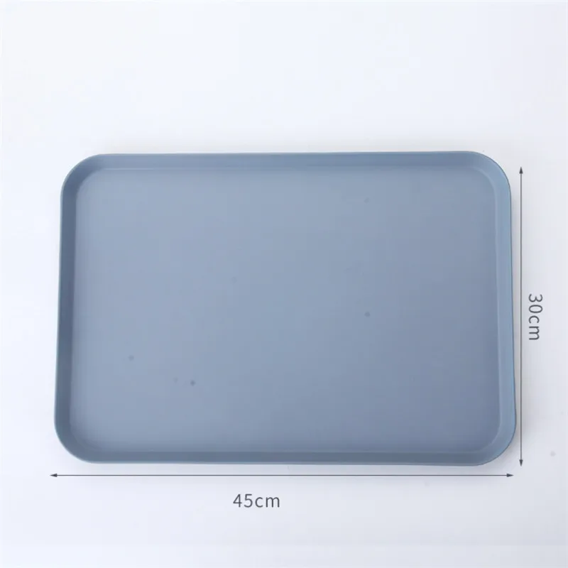 Large Blue 1 pcs Rectangle Fruit Bamboo Fiber Plates Storage Tray Family Dessert Dish Snack Dish Party Home Maintenance Tray Plate petisco - Цвет: Large Blue