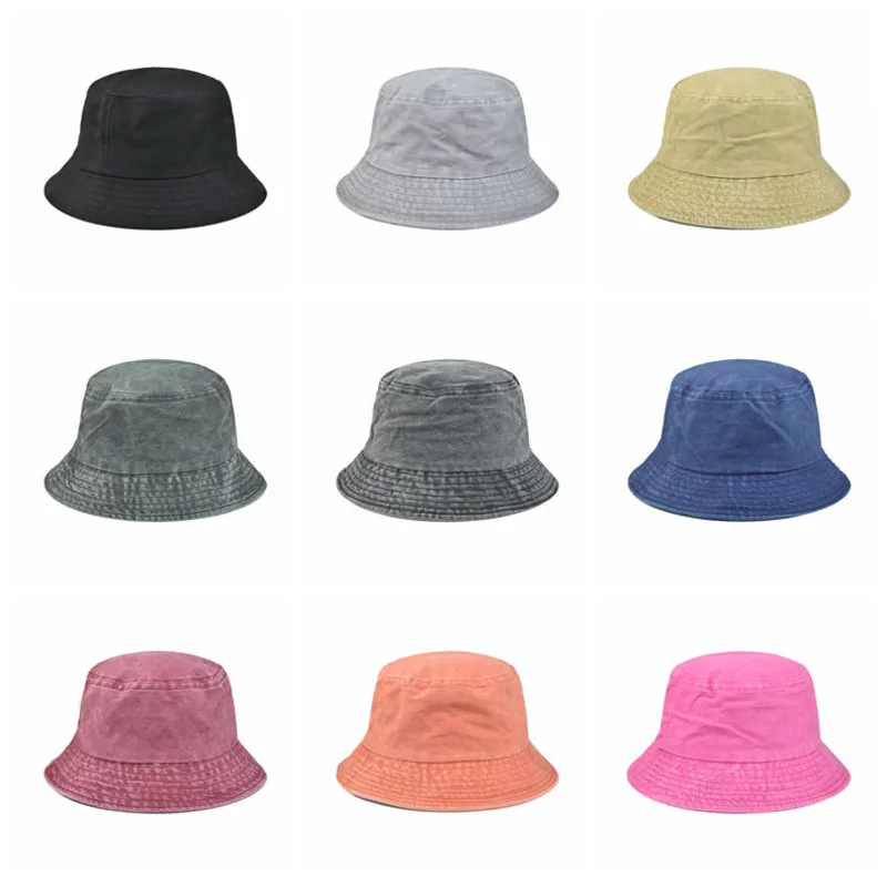 

Solid Color Washed Cowboy Fisherman's Hat Ladies Outdoor Sun Hat Four Seasons Section Lovers Fashion All-around Bucket Hat