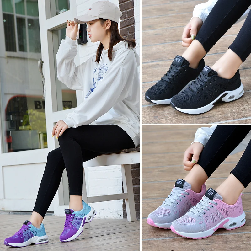 

Women running Shoes Breathable Casual Outdoor Walking Sports shoes Air cushion Ladies Sneaker Female Black fashion sneakers 2021