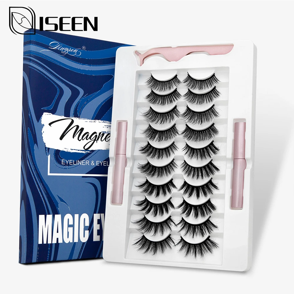 Набор Магнитных ресниц ISEEN для наращивания жидкая Водостойкая Подводка глаз