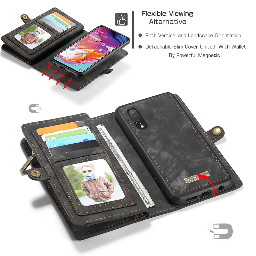 Coque для samsung A20 A20E A30 A40 A50 A70 A80 A90 съемный кошелек чехол 2 в 1 съемный кожаный чехол с откидной крышкой на магните чехол