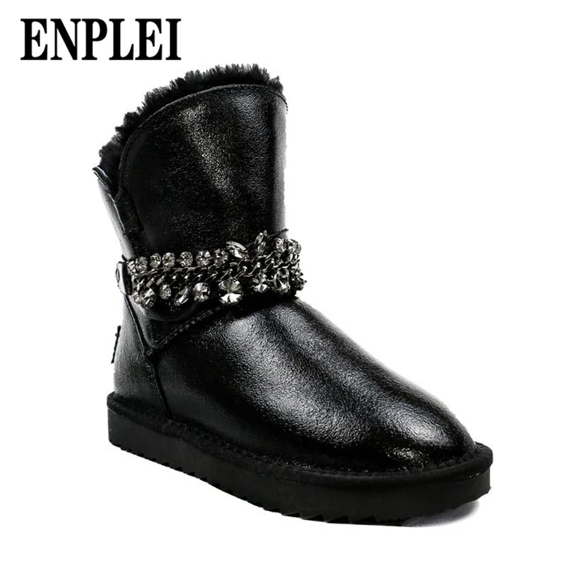 Enplei/шерстяные зимние сапоги женские из натуральной воловьей кожи Новые