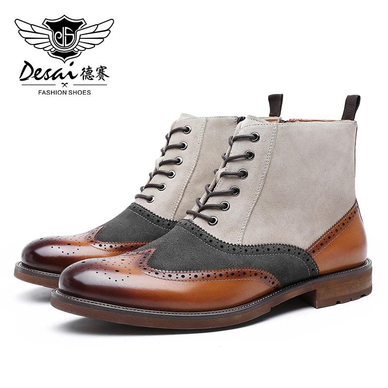 DESAI/мужские ботинки Мужская обувь из натуральной кожи Ботинки Martin с перфорацией
