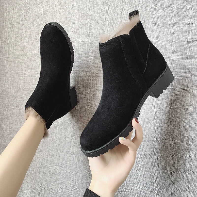 Зимние ботинки женская зимняя обувь на молнии теплые плюшевые модные женские для