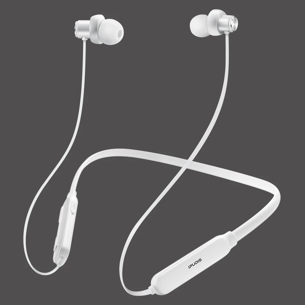 H8White-130mAh IPUDIS Bluetooth наушники с шейным ремешком IPX5 водонепроницаемые спортивные беспроводные стерео наушники Магнитная гарнитура 130 мАч с микрофоном - Цвет: H8White-130mAh