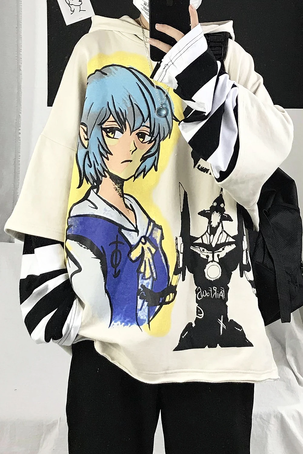

Anime Cartoon Oversized Hoodies Women Printed Harajuku Pullover Tops Oversize Streetwear Loose Casual Pullover Goth Hoodie