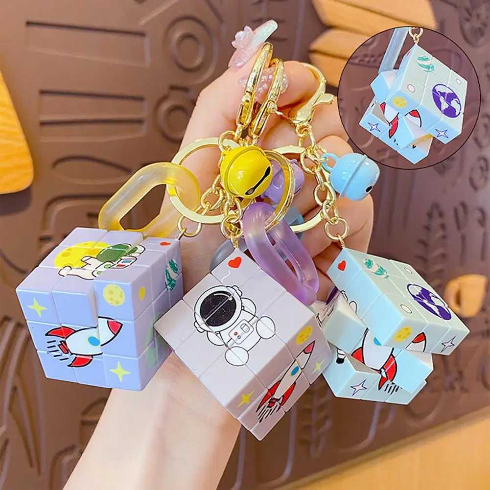 creative gifts lightweight cartoon astronaut cube backpack key ring phone accessories free global shipping