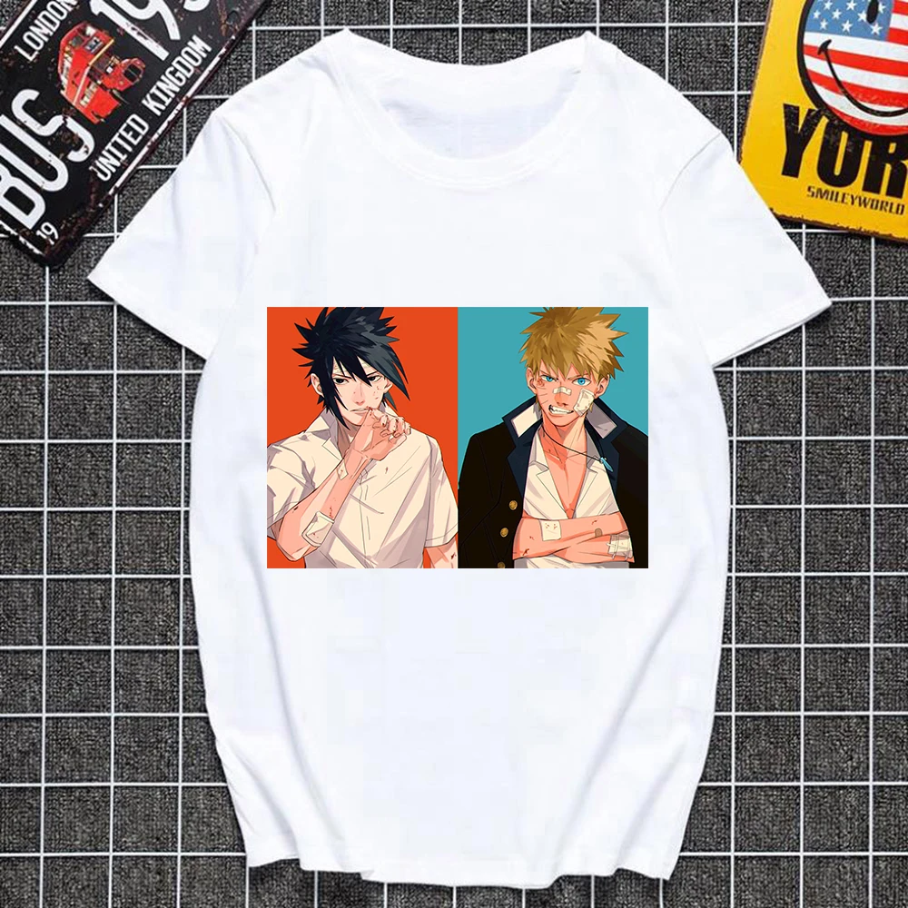

Naruto T Shirt Women Tshirt Sasuke Anime Cartoon Kawaii Harajuku Summer Short Sleeve Aesthetic Clothes Friend Couples Streetwear