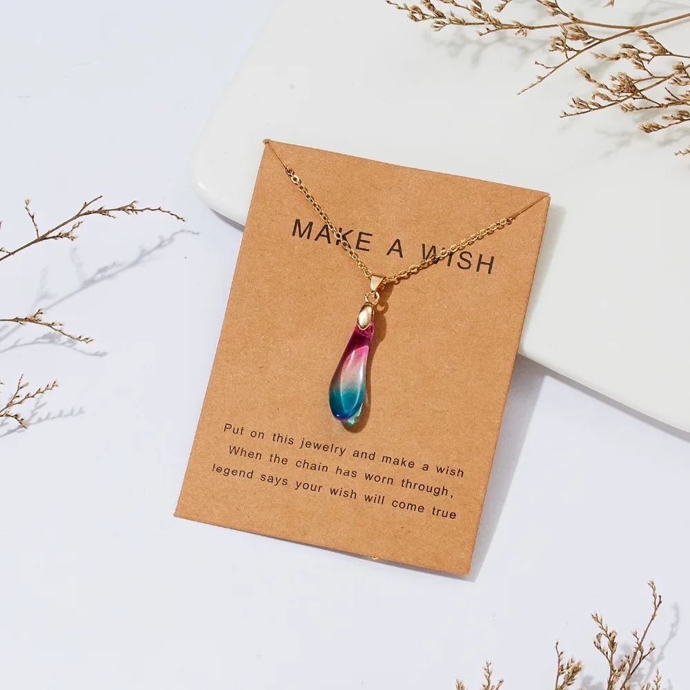 Wish Card, чокер с медальоном с камнем, ожерелье для женщин, Золотая цепочка, ожерелье, Женский дружеский подарок, ювелирные изделия