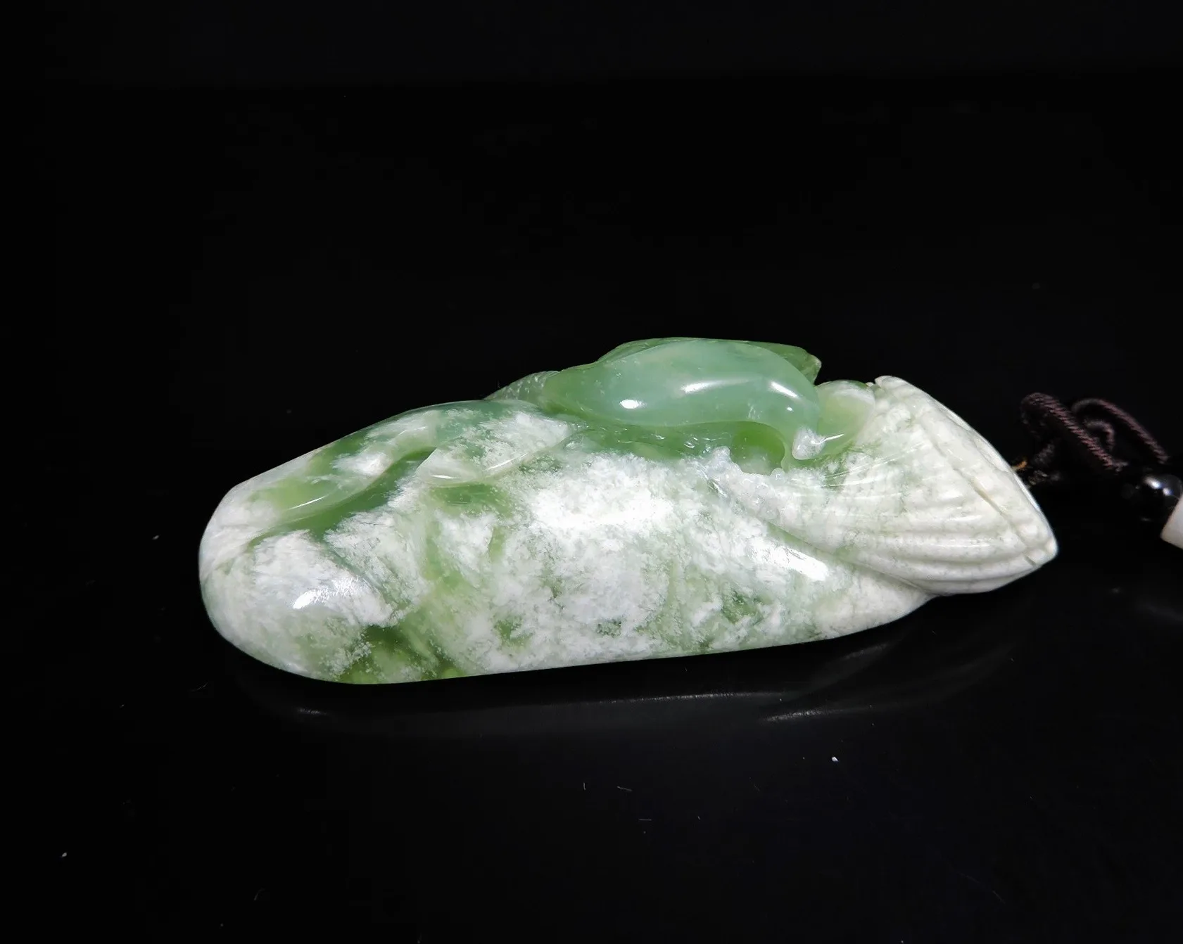 

Jade Jewelry Natural Jade Pendant Necklace Hand-Carved lotus root Jadeite Necklace Pendant Gift No Treatment 852f