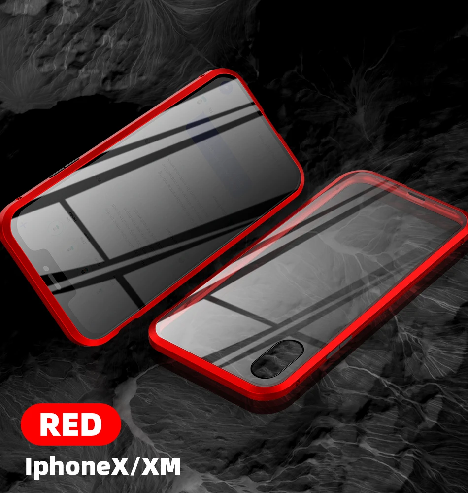 Защитный Магнитный чехол из закаленного стекла для iPhone 11, 11pro, XS MAX, XR, X, противоскользящий магнит, металлический бампер для iPhone 8, 7, 6, 6S Plus