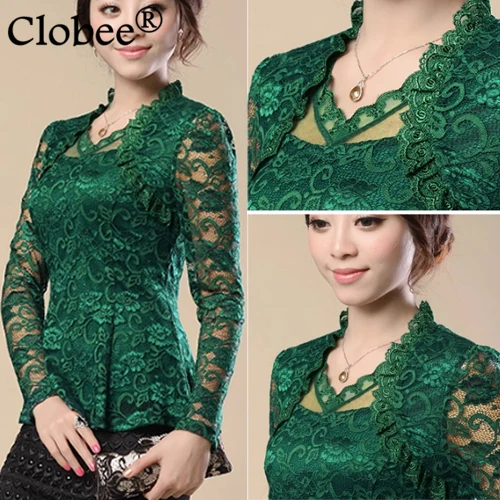 Blusa de renda 4XL женская одежда большого размера винтажные кружевные топы с оборками