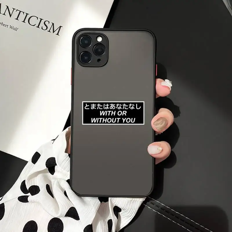 

Japanese Anime Aesthetic text letter Phone Case Matte Transparent for iPhone 7 8 11 12 s mini pro X XS XR MAX Plus cover funda