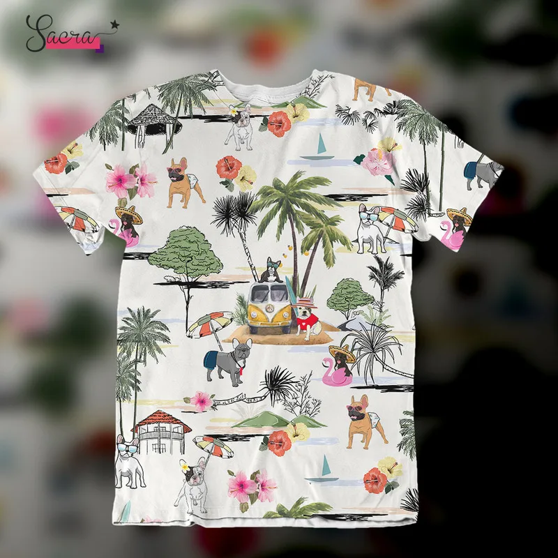 Футболка мужская с принтом французского бульдога рубашка короткими рукавами