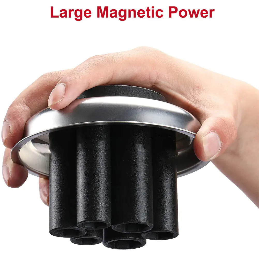 

3/4/6 Circular Magnetic Tray Stainless Steel Tool Tray For Automotive Bolts Screws Parts Suction Disc Tool Magnetic Tray