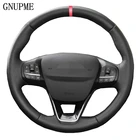 Черные чехол рулевого колеса автомобиля воланы для Ford Focus 4 2019 2020 Fiesta 17-19 Tourneo 2018 2019 New Focus