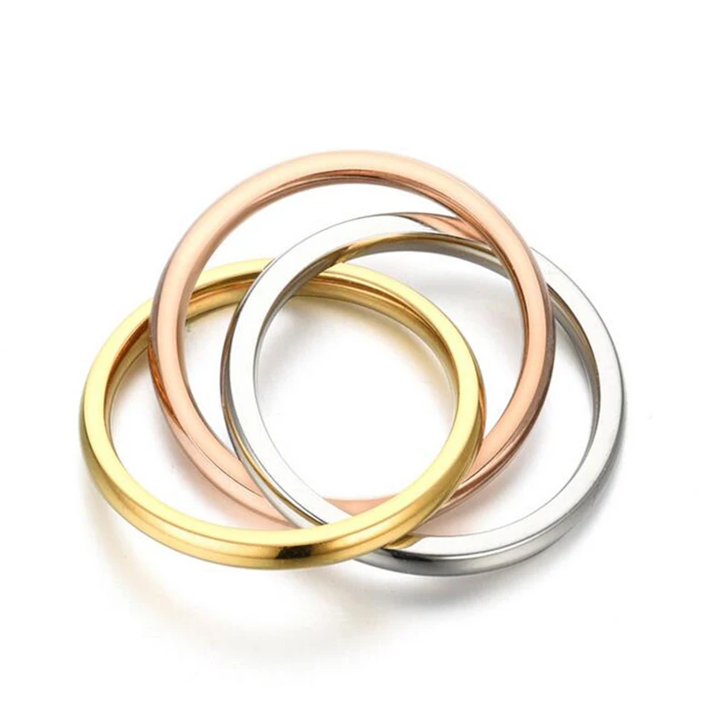 Классические простые кольца из нержавеющей стали для девушек женские три набор
