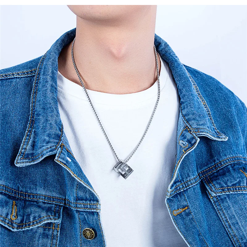 Ретро-подвеска zorcсама для мужчин квадратное винтажное ожерелье из нержавеющей