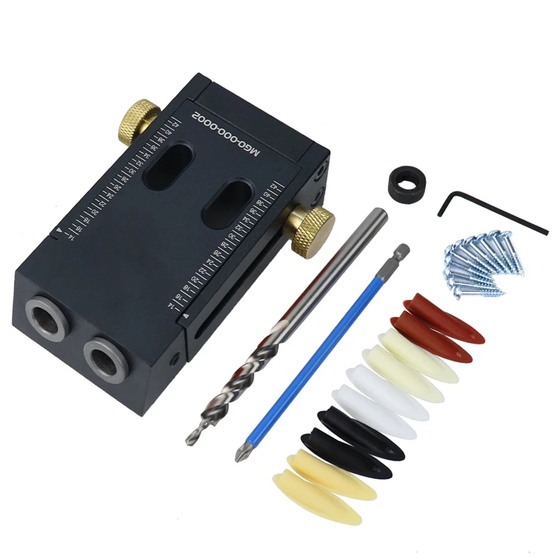 

Adjustable Inclined Hole Doweling Jig Kit Pocket Hole Jig Angle Drilling Guide Hole Puncher Household Cabinet Woodworking Tools