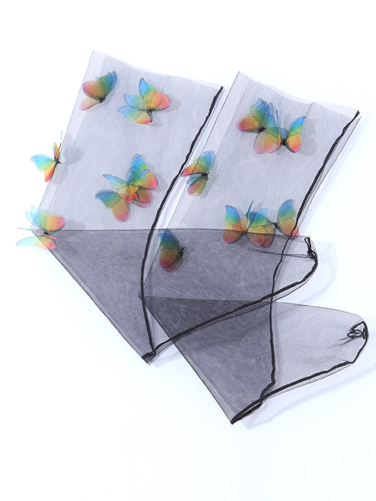 

Women's Stockings Rainbow Three-Dimensional Butterfly Ultra-Thin Mesh Art Socks Summer Thin