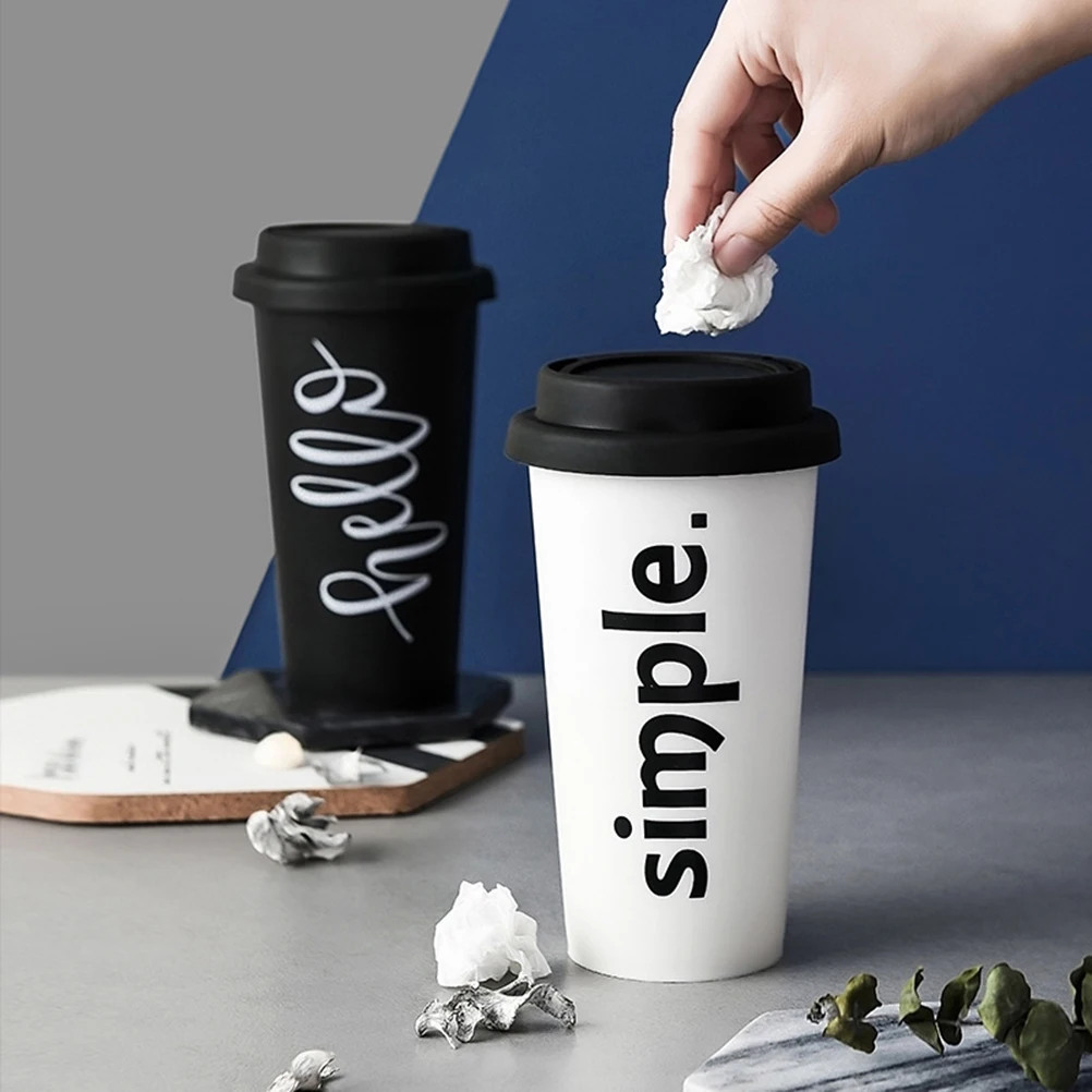 1 Pc Trash Can With Lid Plastic Water Cup Shape Wastepaper Basket Garbage Storage Container Rubbish Bin For Office Car Home |