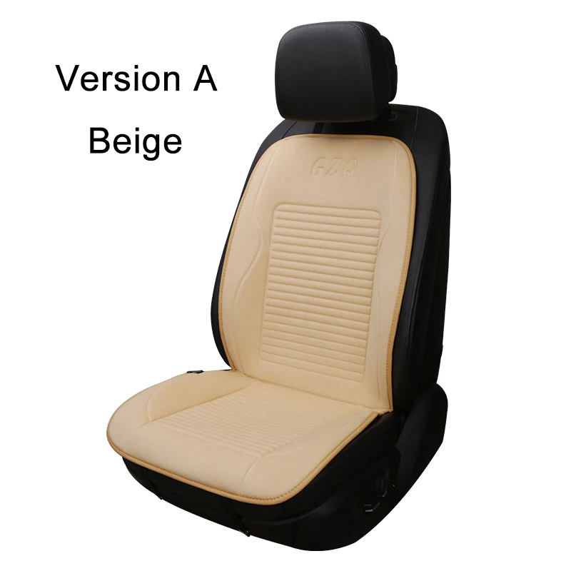 Version A Beige Универсальный 12 В Подогрев автомобиля протектор подушки сиденья для зимнего отопления теплый хлопок ткань бежевый/черный/серый - Название цвета: Version A Beige
