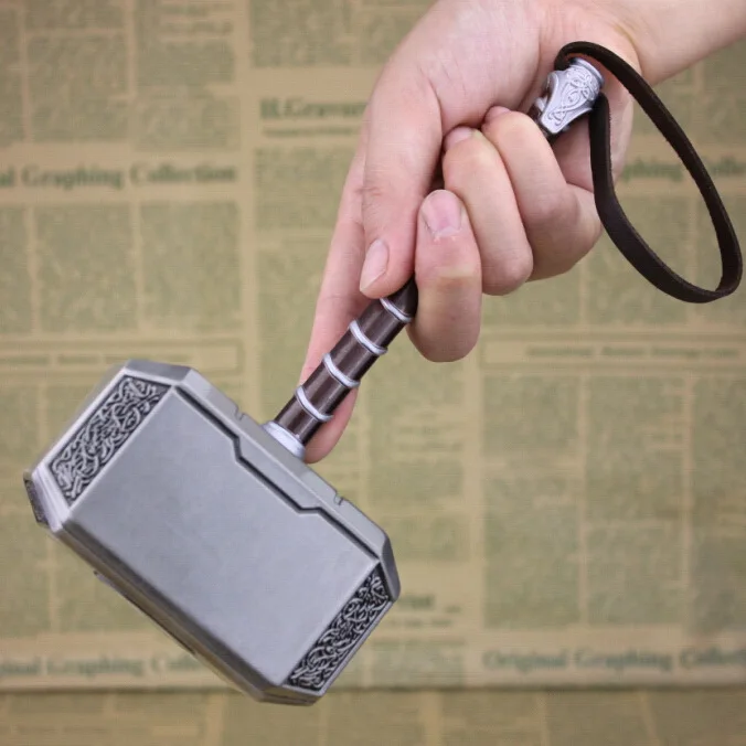 

[Funny] 20cm Cosplay Super hero Hammer Matel Mjolnir figure spider venom superhero Collection Model Costume party toys gift