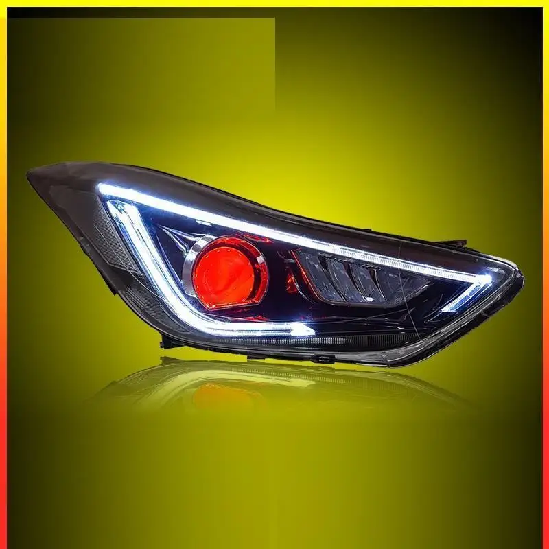 Drl Automovil автозапчасти Cob Стайлинг светодиодные дневные ходовые боковые поворотники фары автомобильные фары в сборе для hyundai Elantra