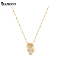qeenkiss nc787 fine jewelry wholesale fashion trendy woman birthday wedding gift circle aaa zircon 18kt gold pendant necklace