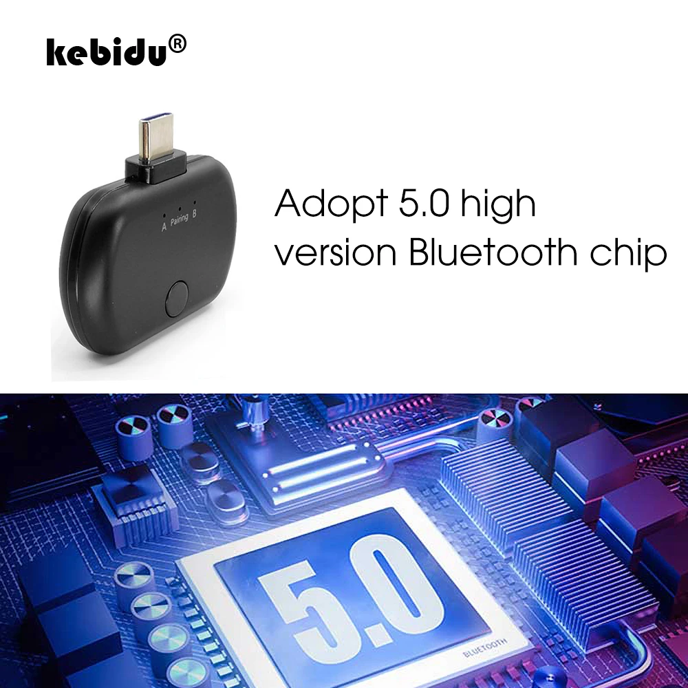 Kebidu APTX низкая задержка USB Type C беспроводной передатчик Bluetooth 5 0 аудио адаптер для