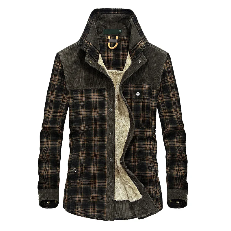 

Coat Warm Fleece Autumn Men's Army Jacket 2020 Plaid Thick Winter Jacket Men Slim Fit Clothing Mens Brand Clothing masculina