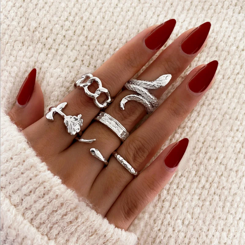 

Fashion Mens Rings 6 Piece Set Rings Snake Ring Jewelry Accessories
