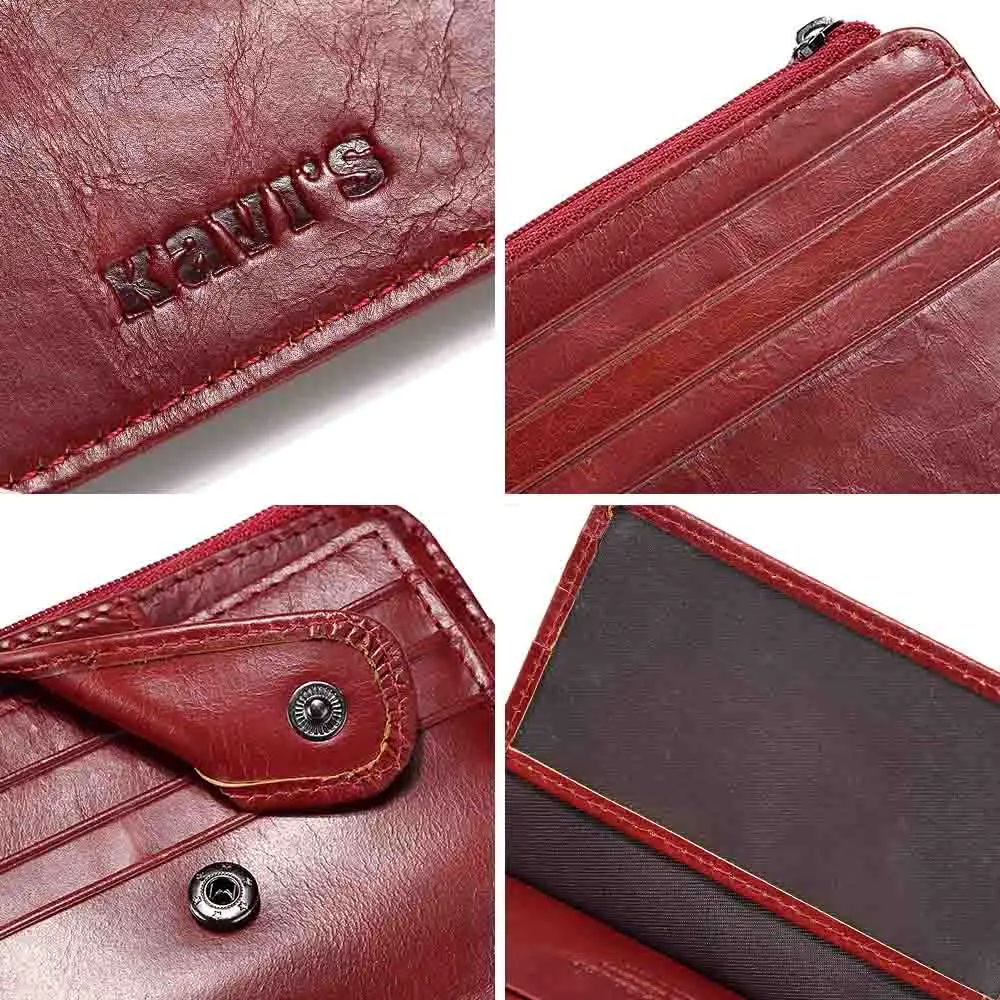 kavis brand genuine leather card holder capacity zipper female fashion men women id card wallets with coin purse slim and mini free global shipping