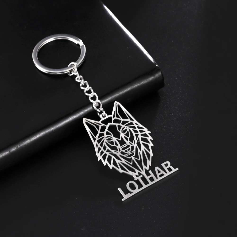 

My Shape Wolf Personalized Keychain for Men Women Name Custom Customized Stainless Steel Key Chain Ring Fashion Punk Jewelry