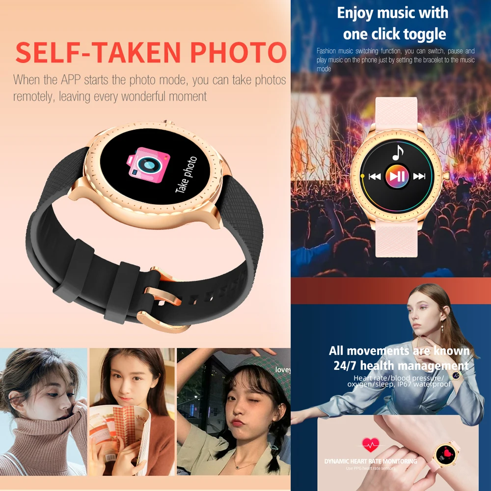 FIOMI Y1 Fashion Smart Watch Women Bluetooth Call Music with Heart Rate Monitoring Custom Dial Touch Водонепроницаемые умные