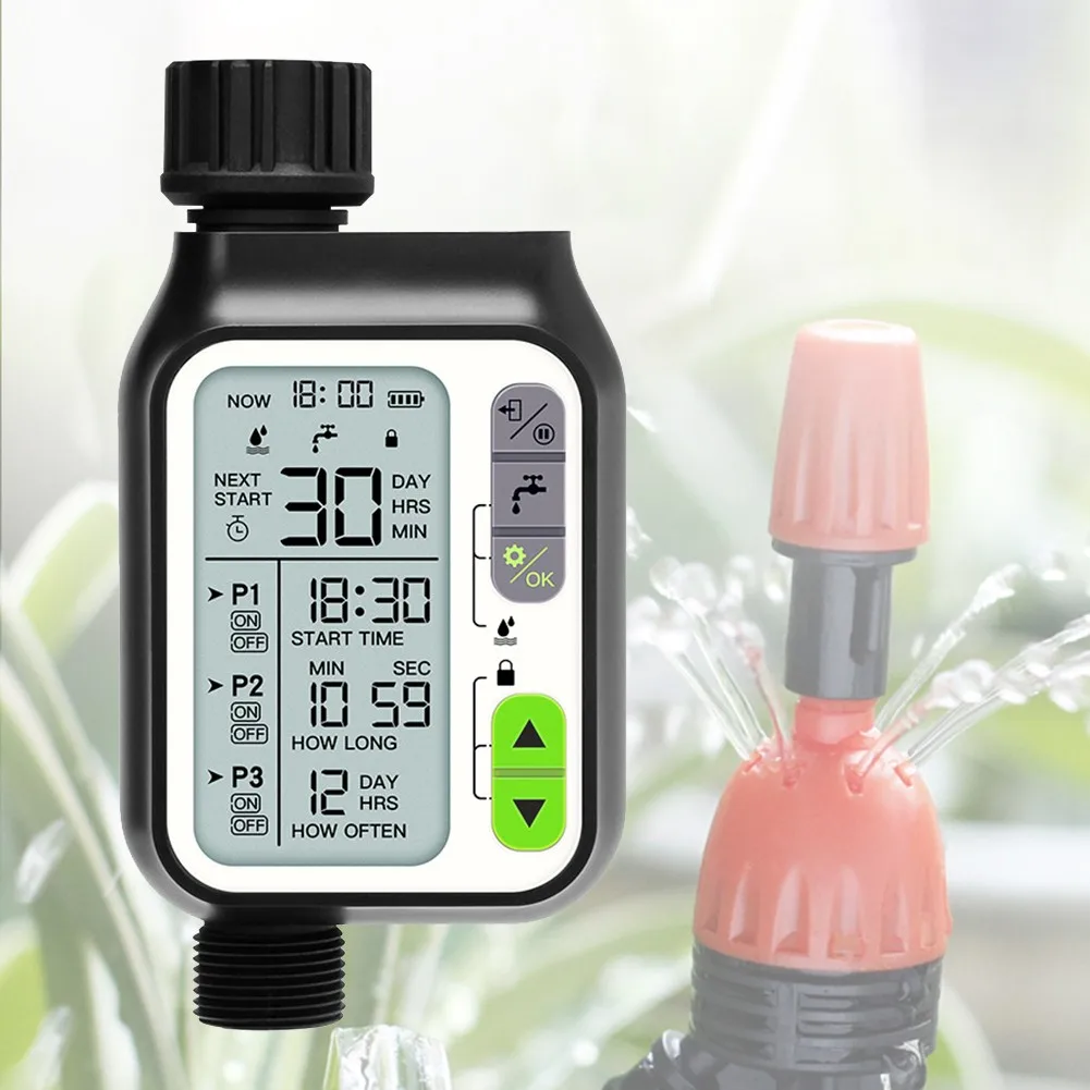 

Garden Water Timer Ball Valve Automatic Electronic Rain Sensor LCD Screen Timing Watering Irrigation Controller Timer System